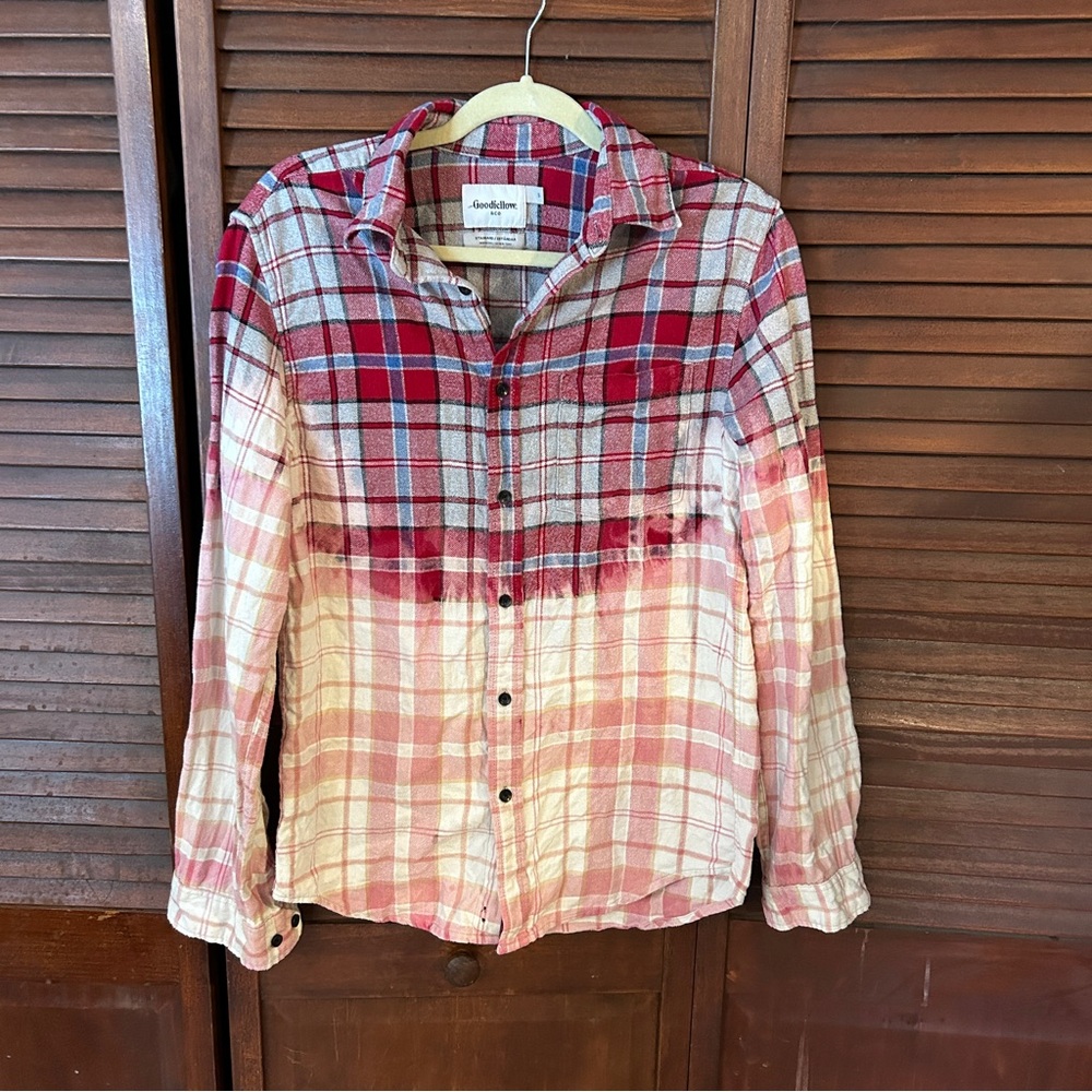 Upcycled Hand Dipped Bleached Flannel Shirt
